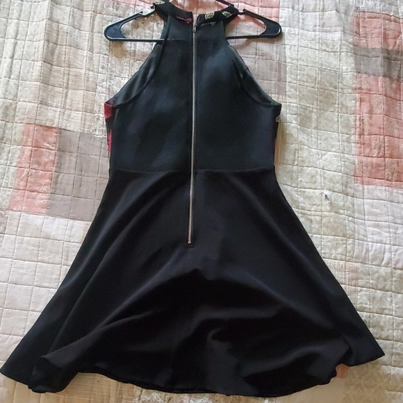 rose and black halter dress - Picture 2 of 4